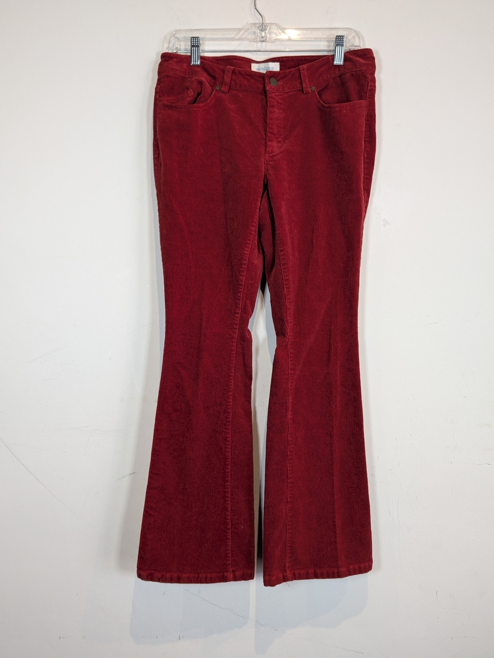 Sundance Deep Red Corduroy Flare Pants